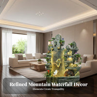 Quiet Operation Rockery Waterfall Fountain Sturdy Construction Feng Shui Water Fountain Artisan-Made Sculpture Indoor Rockery Waterfall with Mist for Living Room, Office, Hotel Lobby, Garden