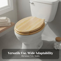 Long-Lasting Solid Wood Toilet Seat Waterproof Thickened Wood Toilet Seat Anti-Corrosive Bathroom Hardware for Homeowners, Adults, Restroom, Home