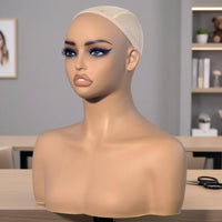 PVC Mannequin head  Skin-Tone-Toned Makeup Display Bust Manikin Head