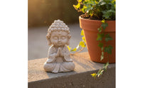 Meditating Buddha Statue Tranquil Decorative Rock-Look Buddha Sculpture Weather Resistant Garden Ornament for Stretching Exercises Practitioners