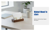 Wooden Business Card Holder, Walnut & Beech, Geometric Design, Large Capacity Desktop Organizer