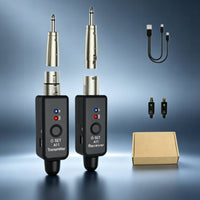 Compact Wireless Audio Transmitter and Receiver with 6.35 Mm Plug Rechargeable Wireless Guitar Transmitter Receiver 5.8GHz Anti-Interference for Musicians, Live Performance