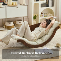 Multi-Functional Banana-Shaped Lounger with Footrest Padded padding Rocking Recliner Ergonomic Design rocking chair High Weight Capacity for Seniors, Readers, Parents, Balcony, resting, Relaxation, Living Room