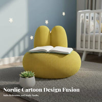 Cute rabbit Design Plush rabbit Chair Soft and Comfortable rabbit Character Seat snug Lounger Kids Armchair Sturdy Construction for Toddlers, Preschoolers, Parents, storytime Corner, Living Room, Bedroom, Playroom