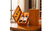 Wooden Wine Gift Box Double-Bottle Wine Box with Handle Elegant Portable for Gifting, Weddings, Anniversaries