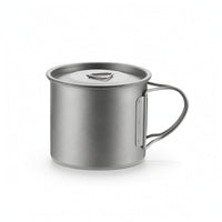 Lightweight Titanium Mug with Lid Portable Titanium Cup with Lid Compact Camping Cup with Folding Handle Heat-Resistant for Backpacking
