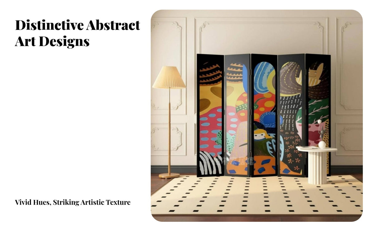 Foldable Design Folding Panel Screen Freestanding Multi-Panel Art Partition Movable Room Divider Modern Design for Homeowners, Interior Decorators, Separateice Workers, Bedroom, Entrance Hall, Studio Apartment, Restaurant