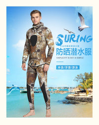湿式氯丁橡胶潜水服3MM迷彩分体两件套潜水衣连帽防寒保暖潜水衣