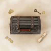 Pirate Storage Chest Handmade Craftsmanship Vintage Pirate Chest Decorative Wood Trunk Faux Leather Straps Retro Decorative Case