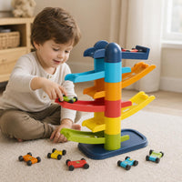 Kids Glide Track Car Toy Set with Parking Lot, Educational Toy for Boys and Girls