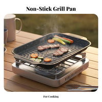 Works on Multiple Stoves Maifan Stone Grill Pan Easy to Clean Maifan Stone Coated Pan High Temperature Resistant for Outdoor, Camping