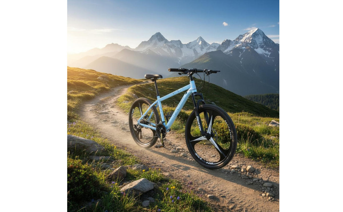 Twin Disc Brakes Mountain Bike Shock Absorption Rugged-Road Bike High-Carbon Steel Frame Shock-Absorbing Fork Bike Lightweight for Women, Men, Trail Riding