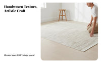 Rustic Minimalism Aesthetic Rug Glue Handwoven Wool Rug Handmade Craftsmanship Textured Area Carpet for Homeowners, Bedroom, Study Room
