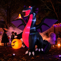 Inflatable Dragon with Pumpkin Giant Inflatable Dragon Spooky Halloween Decoration for Yard