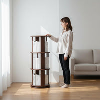 360 Degree Bookcase Solid Wood 360 Degree Book Shelf Revolving Storage Rack Space Saving Floor Standing Book Rack Stable Base
