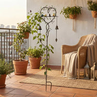 Heart-Shaped Garden Stake Foliage Design Bird Garden Stake Metal Ornament Weather Resistant Home Decor Easy Installation