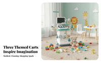 Realistic Details Simulation Toy Trolley Set Rich Accessories Kids Role Play Cart Movable Wheels Themed Toy Push Cart Safe Materials for Children, Preschoolers, Toddlers, Preschool, Playroom, Daycare, Home