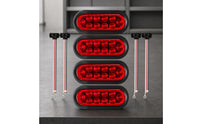 4 Pieces Oval LED Trailer Light Black Housing Red LED Trailer Light Wiring Leads