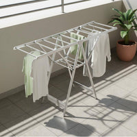 Double Layer Foldable Clothes Drying Rack Large Capacity Aluminum Laundry Rack Stable & Windproof Floor Standing Clothes Horse for Outdoor