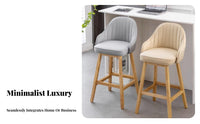 Modern Design Upholstered High Stool with Backrest Minimalist Design Counter Chair Padded Seat Household Furniture Footrest for Bar Owners, Homeowners, Adults, Kitchen Island, Cafe, Restaurant, Reception Area