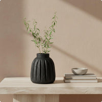 Wooden Decorative Vase Vertical Groove Design Wooden Vase Home Decor for Living Room