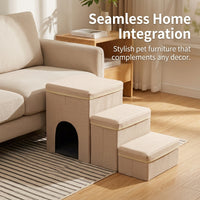 Dog Steps for Sofa and Bed with Foldable Design for Easy Storage, 3 Pet Stairs for Small and Elderly Cats
