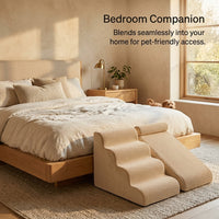 Dog Steps for Bed and Sofa with Detachable Modular Design, Pet with Washable Cover, High Density Sponge Foam