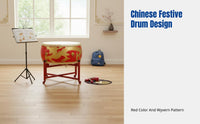 Flat Drum, Cowhide, Chinese Red, Yang Wood, For Dance, Teaching, Event, Percussion
