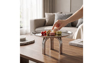 Mirrored Tray with Legs Sleek Stainless Steel Fruit Tray Polished for Home Decor