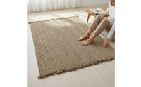 Woven Jute Rug Handcrafted Japanese Design Rug Simple Elegance Design Fiber Carpet for Living Room, Bedroom