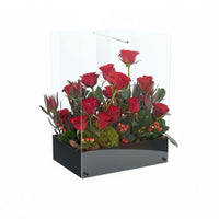 Transparent Flower Gift Box Panoramic View Acrylic Blossom Presentation Box Elegant Design Rectangular Flower Display Case for DIY Enthusiasts