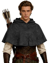 Medieval Suede Cape with Hood - Renaissance Costume for Halloween