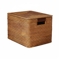 Vintage Design Rattan Storage Basket Nordic Design Wicker Basket with Handles for Bathroom, Bookshelf, Closet