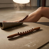 Handheld Wooden Massage Stick Tapered Beaded Massage Stick Polished Physical Wellness Tool Portable