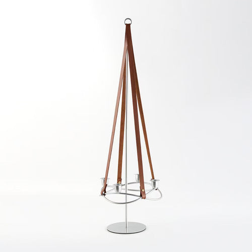 Creative Leather Belt Metal Candle Holder with Abstract Floating Design