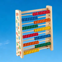 10 Rods Wooden Counting Abacus 100 Beads Children's Math Abacus Printed Numbers Tabletop Arithmetic Toy Multicolor