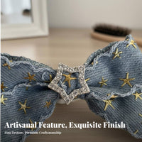2 Pieces Denim Bow Hair Clips Sweet and Cool Look Frayed Jeans Material Hair Accessories Cute Bow Hair Clip for Girls, Women, Hairstyling, Daily Wear