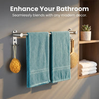 Towel Bar and Bath Holder for Wall Mounted Washroom or Shower Room, 3-Tier Stainless Bathroom Rack with No-Drill Storage Organizer for Modern