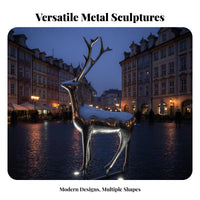 Hollow Animal Sculpture Rust Resistant Stainless Steel Statue Sturdy Metal Construction Modern Landmark Sculpture for Public Square, Park