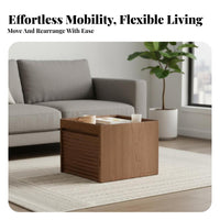 2 Pieces Modern Aesthetic Nesting Coffee Table Set Movable with Wheels Nesting Coffee Tables Modular Combination Indoor Furniture Space-Saving Design for Apartment Dwellers, Homeowners, Students, Living Room, Small Areas, Bedroom, Home Office