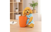Resin Dog Planter with Cup Cute Dog Planter Whimsical Ornament Decorative for Windowsill