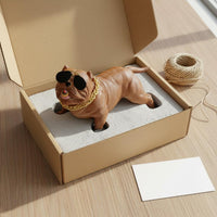 Creative Design French Bulldog Car Ornament Compact Size Bully Dog Statue Stable Base Desktop Creature Statue Fade-Resistant for Office Desk