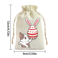 20pcs Easter Burlap Bag Rustic Design Easter Burlap Gift Bags Reusable Bunny Drawstring Bags for Kids, Spring Holiday Events, School Event, Infant Showers