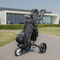 Folding Golf Push Cart with Cup Holder Portable 3 Wheel Golf Cart Long-Lasting Trolley Heavy-Duty for Golfers