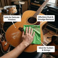 Microfiber Cleaning Cloth for Guitar Piano string instrument Saxophone Flute, Polishing for Musicians, Green 30x30cm
