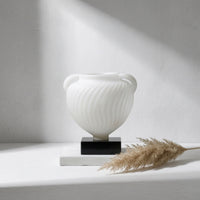 Double Eared Vase with Marble Base Modern Resin Vase Elegant Urn for Living Room, Display Shelf