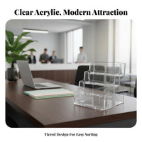 Business Card Holder See-Through Design Clear Card Organizer Smooth Edges Office Supply for Reception Desk, Business Show