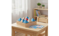 Wooden Block Board with Cards Educational Shape Puzzle with Grid Board Geometric Shape Matching Game Reasoning Pattern Matching