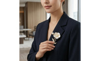 Floral Gemstone Brooch Elegant Flower Brooch Gold Brooches for Women, Formal Outfits, Office