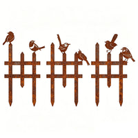 3 Pieces Garden Fence with Birds Outdoor Decorative Garden Border Sturdy Landscape Fence with Bird Decoration for Homeowners, Flower Beds